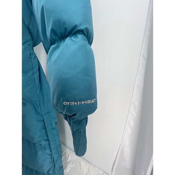 Columbia Omni Heat Long Puffer Jacket Teal Hooded Full Zip Women's Size L - Picture 5 of 10